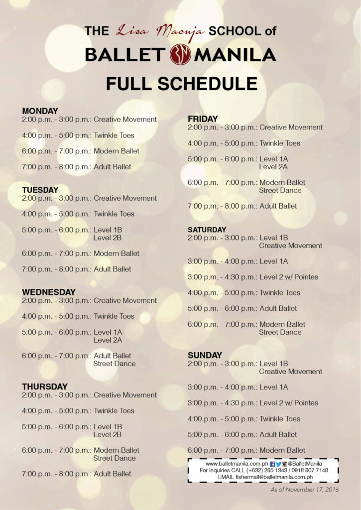 ballet manila fisher mall class schedule