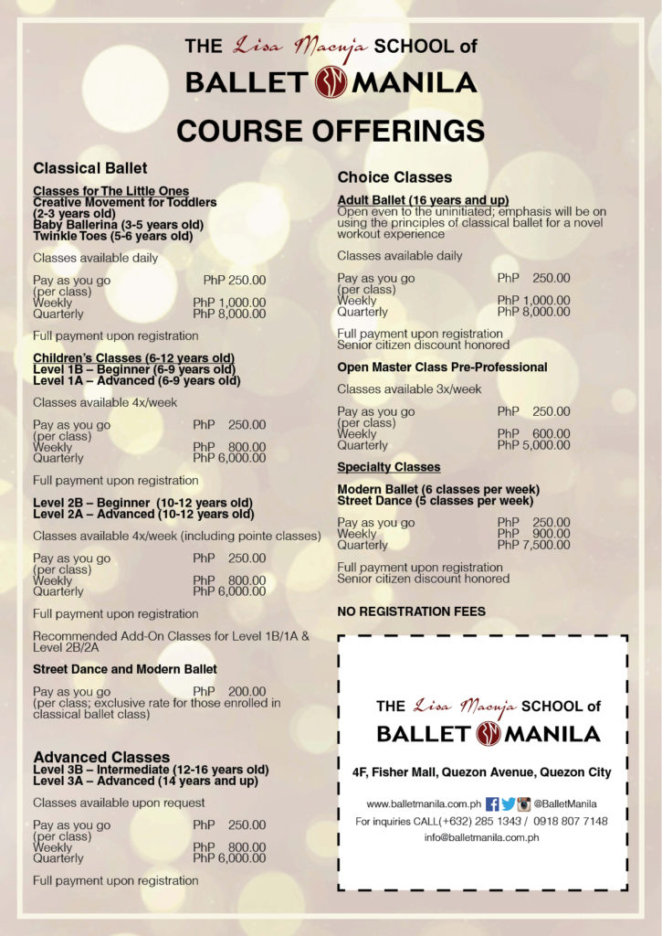 ballet manila rates