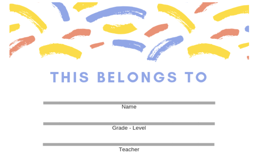 printable subject label tag yellow blue